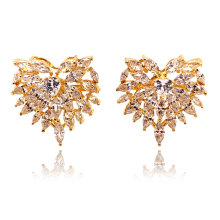 925 Silver Clear CZ Earring in Heart Shape Marquese Shape High End Fashion Jewelry